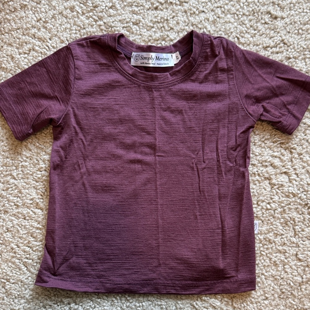 Simply Merino - Kids merino wool t-shirt (Plum) 3T